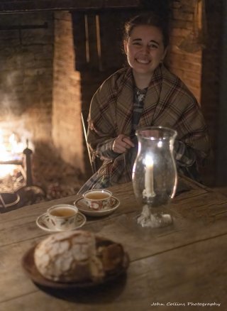 Evening of Illumnation - Sipping tea and knitting by the fire