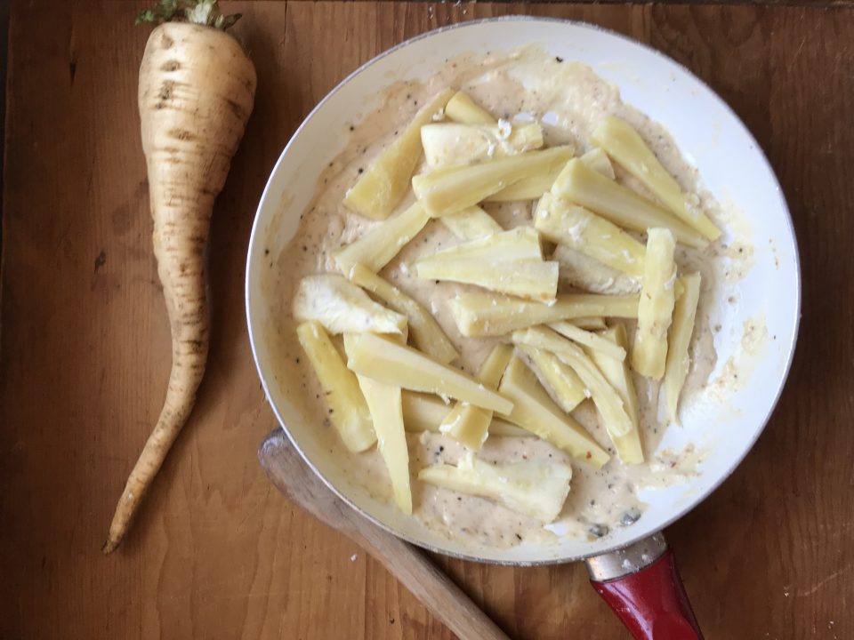 add parsnips to cream sauce