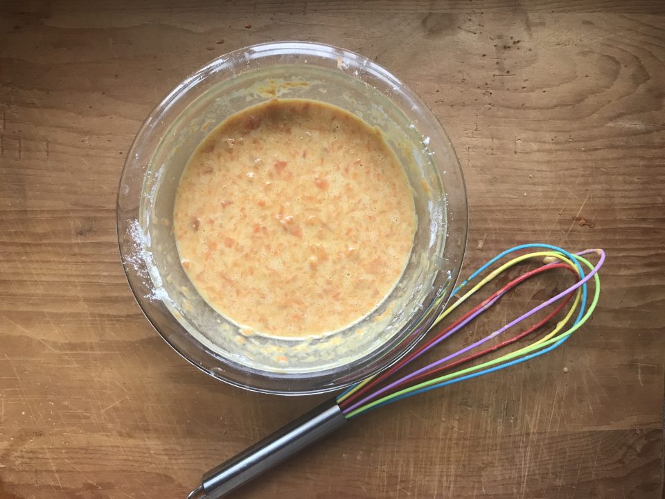 Mixed carrot fritter batter